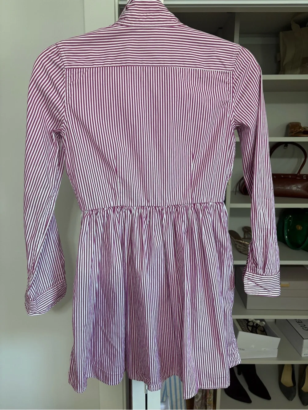 Ralph Lauren Pink and White Striped Cotton Shirt Dress for Kids - Girls size 16